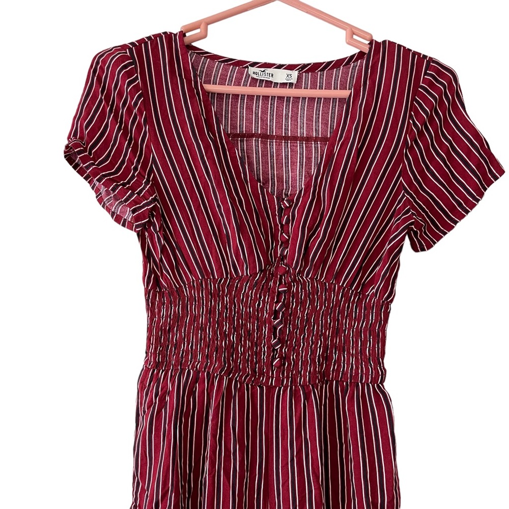 Hollister pants jumper burgundy with black and white stripes size XS - Picture 2 of 5